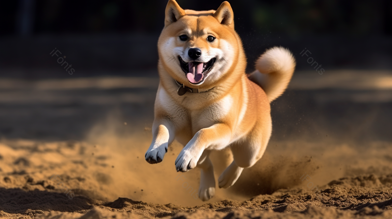 在土地上奔跑的秋田犬摄影实拍,高清,摄影图,摄影图片,图片大全,摄影图免费下载